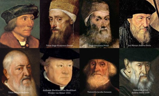 Various 1550s portraits of old men.
